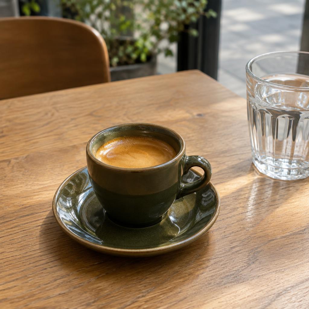 Espresso especial em xícara oliva